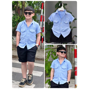 set sơmi xanh lịch lãm cho bé trai 10-52kg TONIBRAND