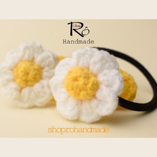 Dây buộc tóc bông hoa len nhỏ xinh xắn cho nữ và bé gái 5cm |Đồ cột tóc dễ thương |Shop Rô Handmade
