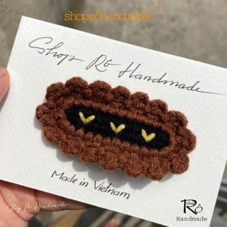 Kẹp tóc hoa len viền bèo xinh xắn cho nữ và bé gái 6.5cm |Cặp tóc mái dịu dàng |Shop Rô Handmade