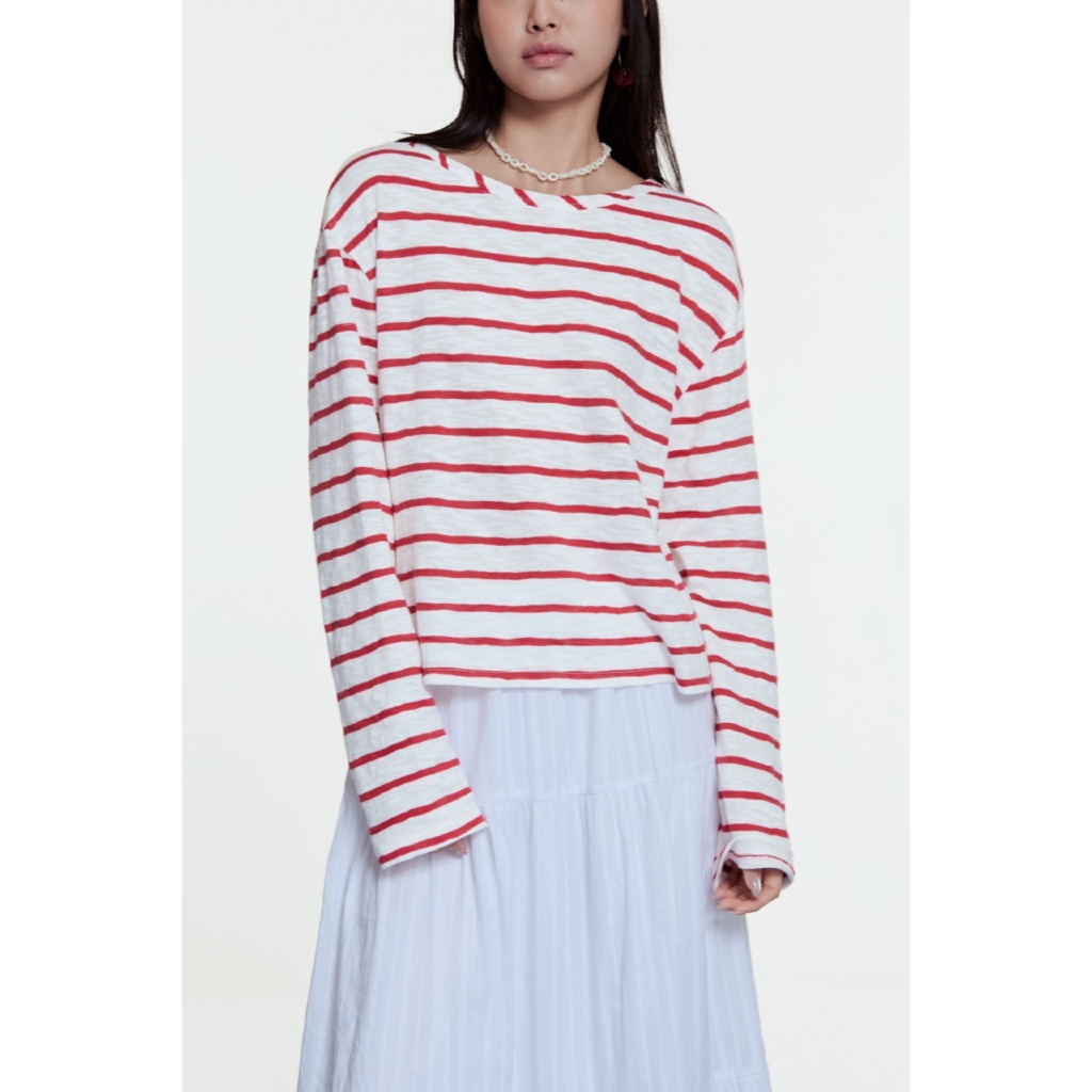 Ảnh LIBÉ WORKSHOP - Áo thun tay dài oversize hoạ tiết sọc 1