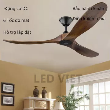 [HÀNG LOẠI I-CÓ CÁP CHỐNG RƠI] Quạt trần 3 cánh gỗ có điều khiển từ xa,Quạt trần hiện đại cho chung cư trần thấp