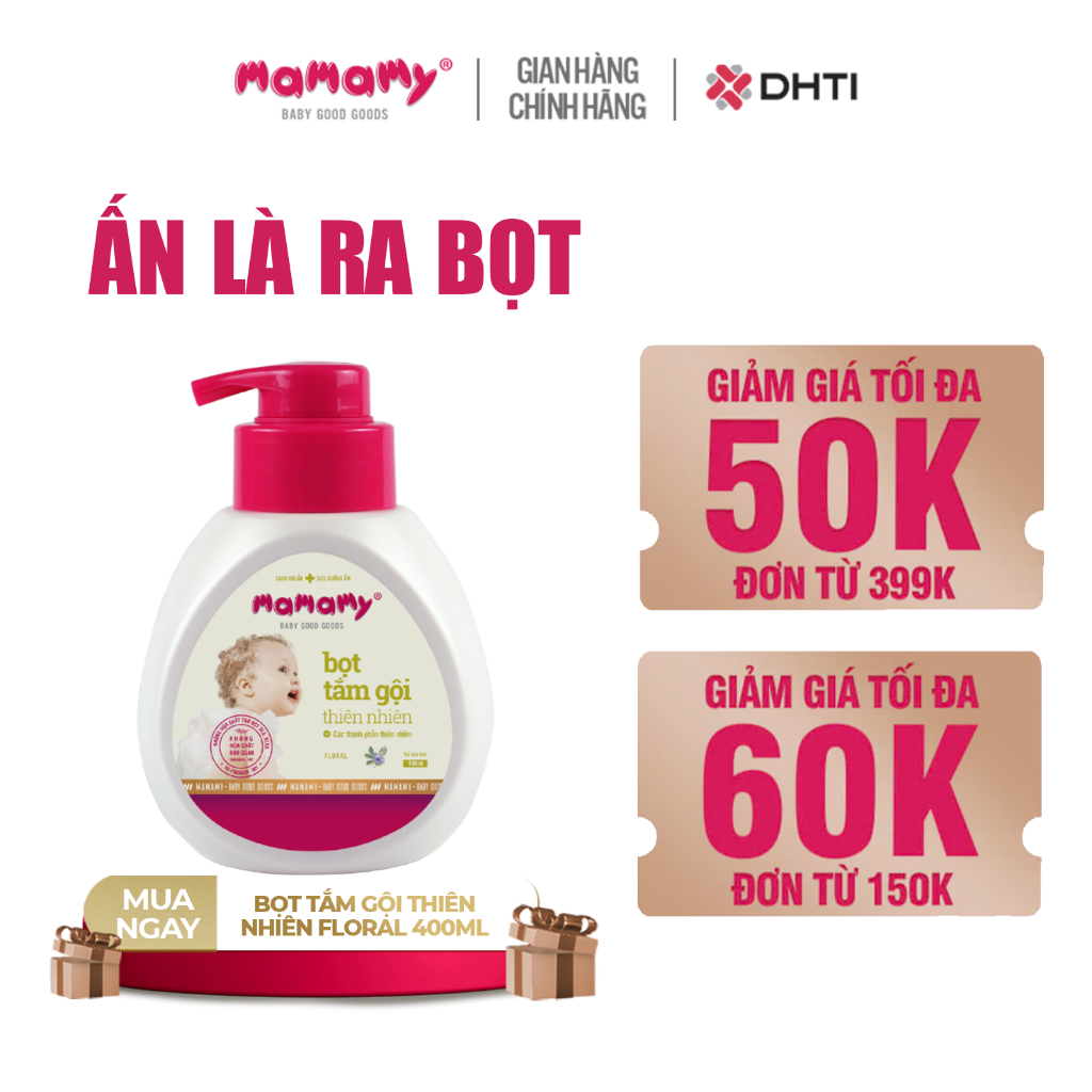 Ảnh Sữa tắm gội đầu tạo bọt cao cấp cho bé Mamamy gốc thực vật, dịu lành 4 hương thơm Floral/Fancy/Blueberry/Raspberry 1