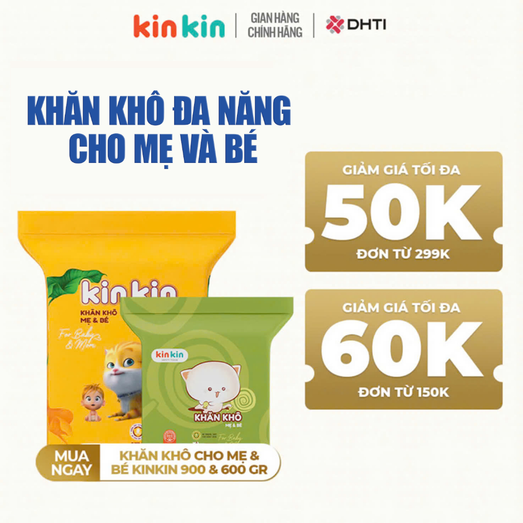 Ảnh Khăn vải khô đa năng mẹ và bé Kin Kin túi 900gr/600gr tiết kiệm cho mẹ, an toàn cho bé 1