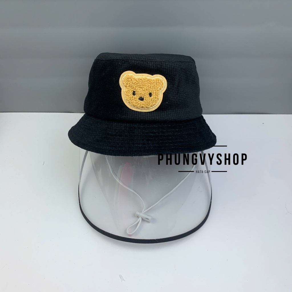 BÉ 1-2 Tuổi_Mũ chống giọt bắn chắn gió bụi mưa bucket tai bèo vành phungvyshop-nón / Bo "KIẾNG" GẤU mặt LÔNG/