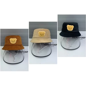 BÉ 1-2 Tuổi_Mũ chống giọt bắn chắn gió bụi mưa bucket tai bèo vành phungvyshop-nón / Bo "KIẾNG" GẤU mặt LÔNG/