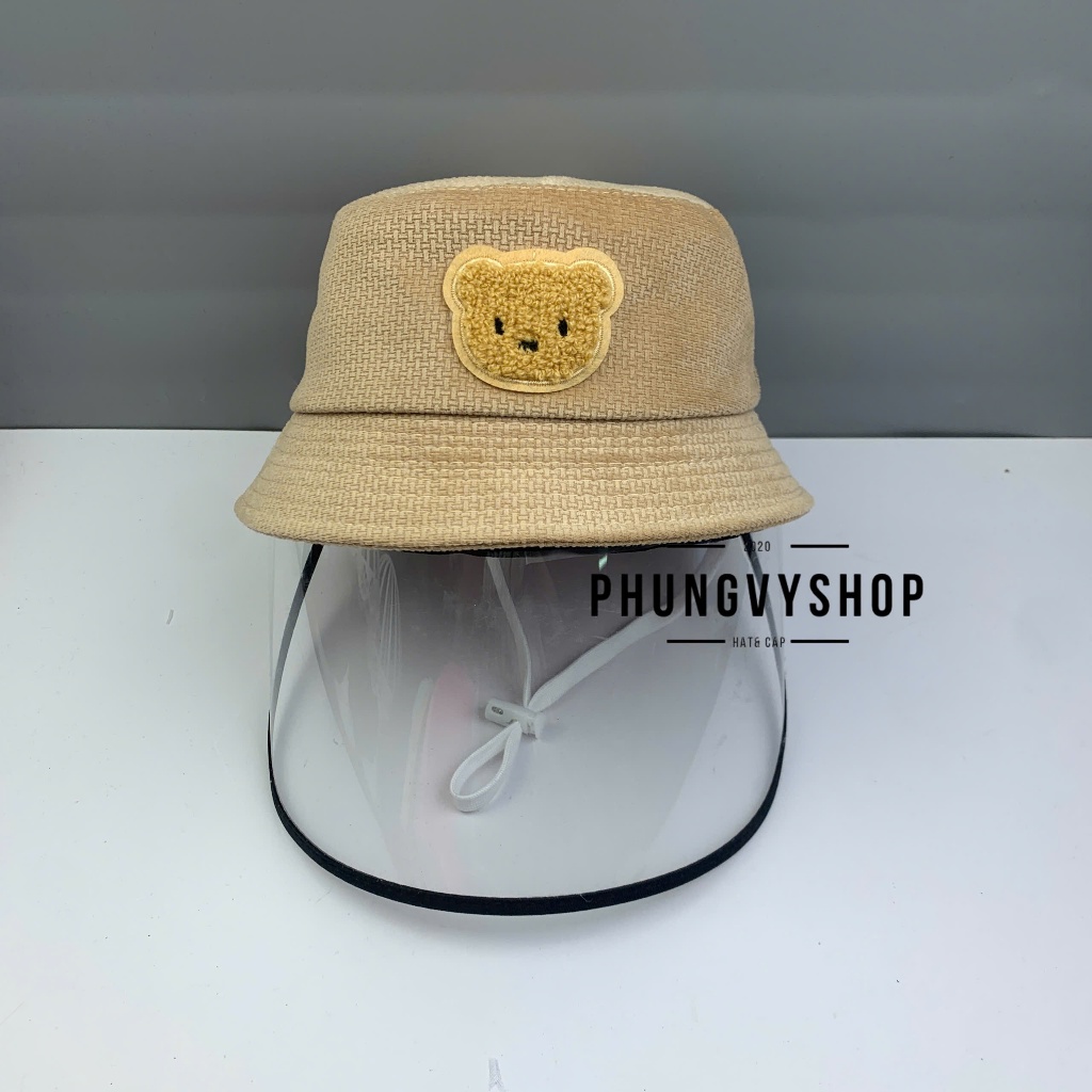 BÉ 1-2 Tuổi_Mũ chống giọt bắn chắn gió bụi mưa bucket tai bèo vành phungvyshop-nón / Bo "KIẾNG" GẤU mặt LÔNG/