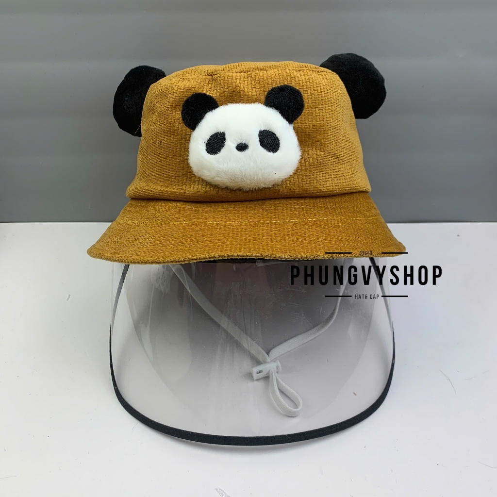 (SALE) BÉ 2-5 Tuổi_Mũ chắn gió bụi mưa bucket tai bèo vành phungvyshop-nón /Bo trung "KIẾNG" GẤU TRÚC NHUNG TÚT/