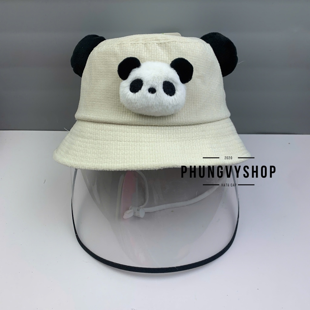 (SALE) BÉ 2-5 Tuổi_Mũ chắn gió bụi mưa bucket tai bèo vành phungvyshop-nón /Bo trung "KIẾNG" GẤU TRÚC NHUNG TÚT/