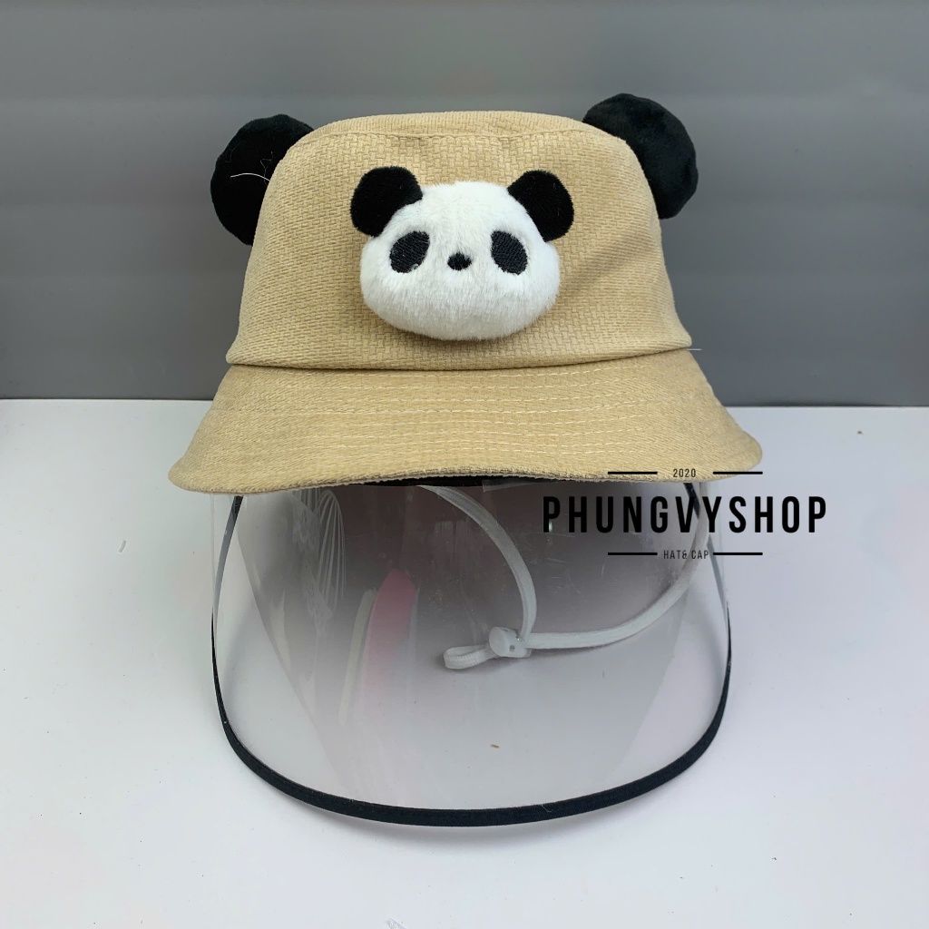 (SALE) BÉ 2-5 Tuổi_Mũ chắn gió bụi mưa bucket tai bèo vành phungvyshop-nón /Bo trung "KIẾNG" GẤU TRÚC NHUNG TÚT/
