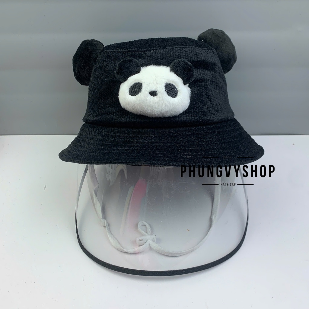 (SALE) BÉ 2-5 Tuổi_Mũ chắn gió bụi mưa bucket tai bèo vành phungvyshop-nón /Bo trung "KIẾNG" GẤU TRÚC NHUNG TÚT/