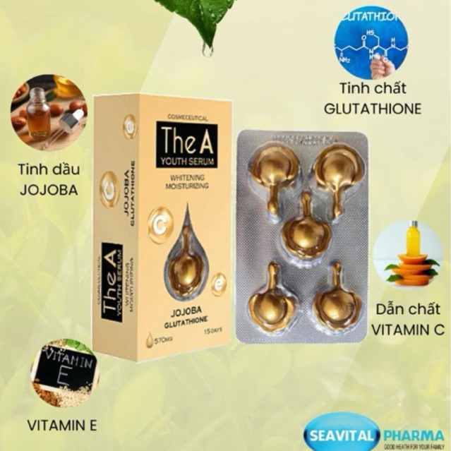 glutathione bôi Viên Bôi trắng da The A glutathione hộp 30v