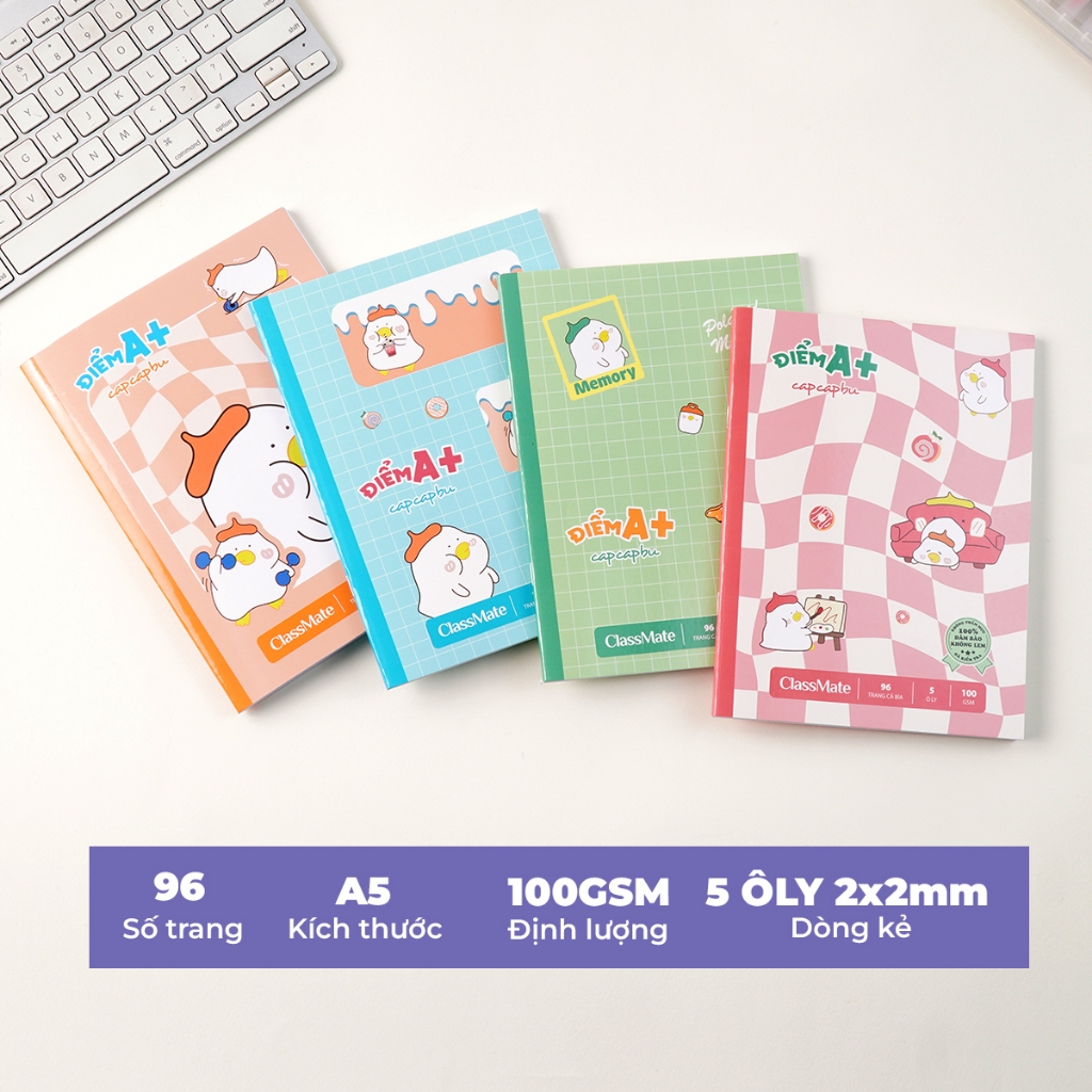 Tập Học Sinh Miền Nam A5 Classmate Vở 4 Ô Ly 100GSM Không Thấm Mực 96 Trang Vở 5 Ô Li 2x2mm Vở Học Sinh Cấp 1 Tập Viết