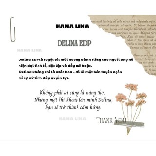 Nước hoa nữ Hana Lina-Dellina EDP  ( Chai chiết 10ml)  Hương thơm ngọt ngào, quyến rũ, lưu hương lâu 24h