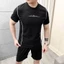 Bộ Nam Mùa Hè Thêu Chữ, Chạy Vân Viền Chất Cotton Tổ Ong Co Dãn 4 Chiều Mềm Mát
