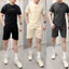 Bộ Nam Mùa Hè Thêu Chữ, Chạy Vân Viền Chất Cotton Tổ Ong Co Dãn 4 Chiều Mềm Mát