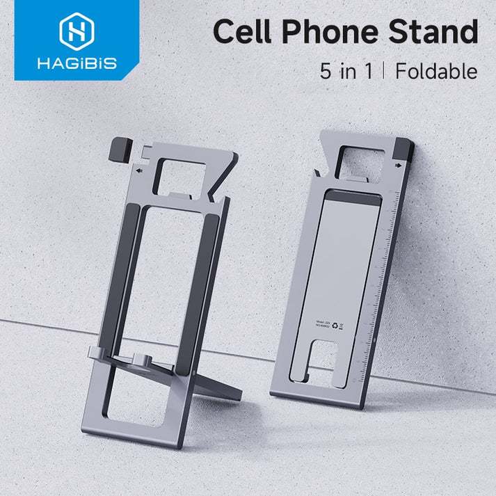 HAGIBIS Giá đỡ điện thoại đa năng 5-in-1 hợp kim nhôm Aluminum, mỏng gọn 5mm, bỏ túi tiện ích - ZZ4