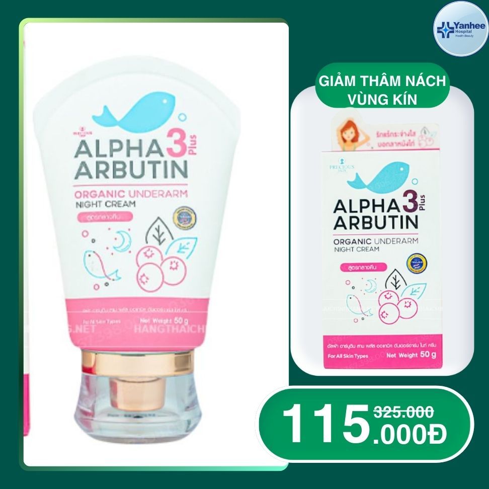Kem dưỡng trắng da da vùng nách Alpha Arbutin 3 Plus Organic Giúp Giảm Thâm Nách Underarm Night Cream 50g