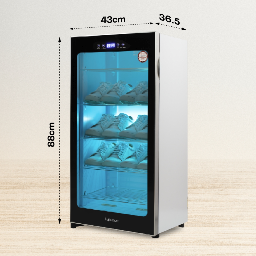 Tủ sấy giày khử mùi UV & Ozone FUJIHOME 128 Lít, Máy sấy khô đựng giày đa năng khử trùng đồ chén dĩa
