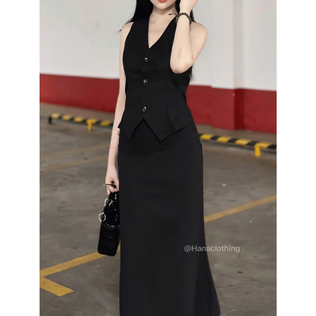 CHÂN VÁY LINEN DÁNG MANGO XẺ SAU PHONG CÁCH HÀN QUỐC SANG CHẢNH