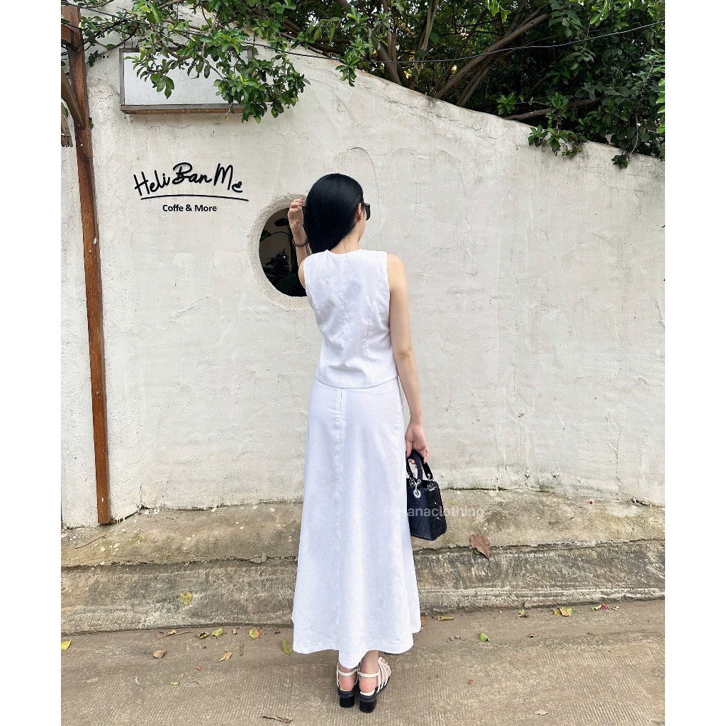 CHÂN VÁY LINEN DÁNG MANGO XẺ SAU PHONG CÁCH HÀN QUỐC SANG CHẢNH