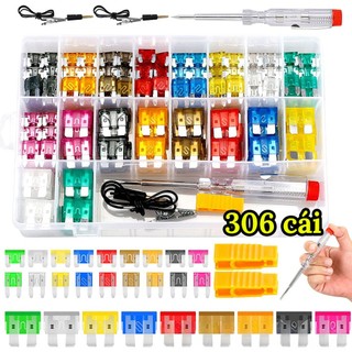 Hộp Cầu Chì Ô Tô, Xe Máy 306 Chiếc Các Loại Từ 2A Đến 40A – Tặng Kèm Bút Kiểm Tra Mạch Và Dụng Cụ Gắp Rút Cầu Chì