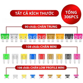 Hộp Cầu Chì Ô Tô, Xe Máy 306 Chiếc Các Loại Từ 2A Đến 40A – Tặng Kèm Bút Kiểm Tra Mạch Và Dụng Cụ Gắp Rút Cầu Chì