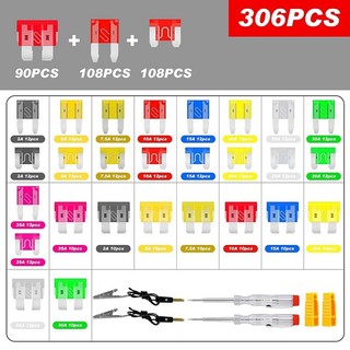 Hộp Cầu Chì Ô Tô, Xe Máy 306 Chiếc Các Loại Từ 2A Đến 40A – Tặng Kèm Bút Kiểm Tra Mạch Và Dụng Cụ Gắp Rút Cầu Chì