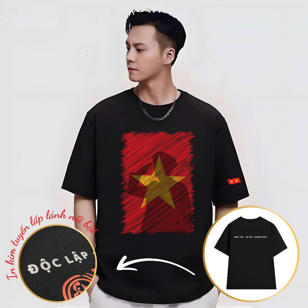 [HỎA TỐC HN] Áo Điều Lệnh Kim Tuyến Độc Lập Tự Do Unisex Hot Trend Áo 30/4 Vải Cotton 250gsm