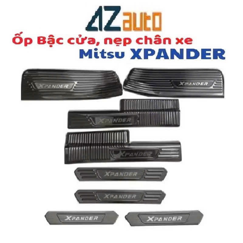 Ốp bậc cửa, nẹp bước chân trong, ngoài xe Xpander 2018-2026 Vân Titan Hàng cao cấp