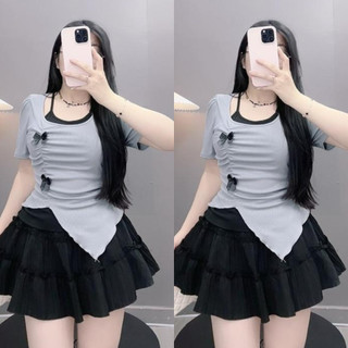 Áo Thun Kiểu Bigsize Nữ Cổ Yếm Phối Nơ Vạt Nhọn Dễ Thương Vải Tăm QC Mặc Mát Cao Cấp A278