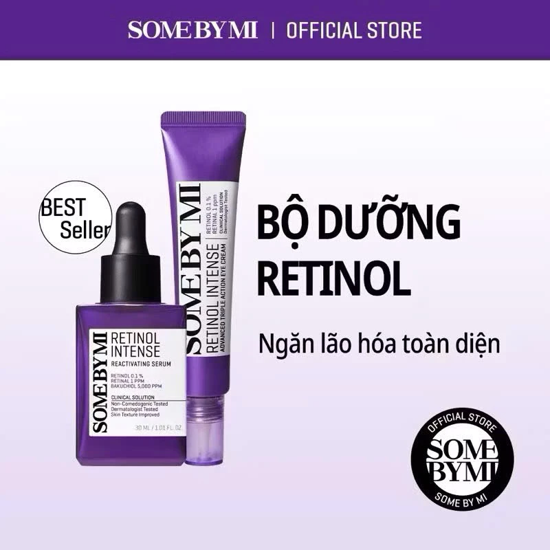 Bộ Tinh chất dưỡng + Kem dưỡng mắt SOME BY MI Retinol 0.1% 30ml Tím Chống Lão Hóa, Cải Thiện Nếp Nhăn, Sáng Da — ảnh 1