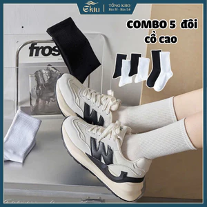 Tất vớ nam nữ trắng đen basic, chất liệu mềm mại êm ái - Ekiu Shop