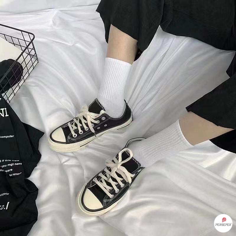 [COMBO] Tất vớ nam nữ trắng đen basic, chất liệu mềm mại êm ái - Ekiu Shop