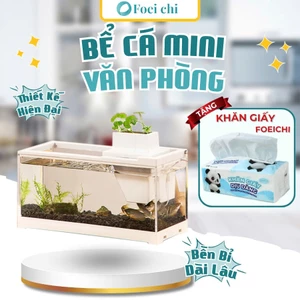 Bể cá mini NAGO có máy bơm nước có tích hợp đèn thủy sinh, bể cá để bàn văn phòng 30*13*19.3cm