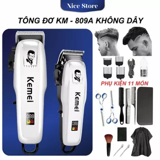 Tông Đơ Cắt Tóc Kemei KM-809APG Không Dây, Màn Hình LCD, Lưỡi Thép, Pin Trâu, Chính Hãng