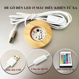 (BỘ QUẢ CẦU PHẬT PHA LÊ 3D Đường kính 8cm+ ĐẾ GỖ ĐA SẮC 15 MÀU CÓ ĐIỀU KHIỂN TỪ XA )  CHỌN ĐƯỢC MÀU, TỰ ĐỘNG ĐỔI MÀU, CH