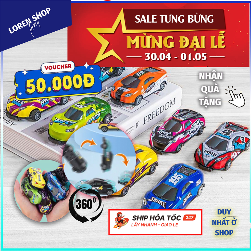 [ SIÊU RẺ ]- Combo 10 Xe Chạy Đà Vỏ Kim Loại Lật Nhảy 360 Độ Siêu Ngầu - Quà tặng cho bé