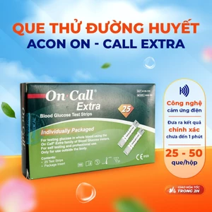 Que thử đường huyết Acon On-call extra 25 que/hộp - Sử dụng cho máy đo đường huyết Acon On-call Extra.