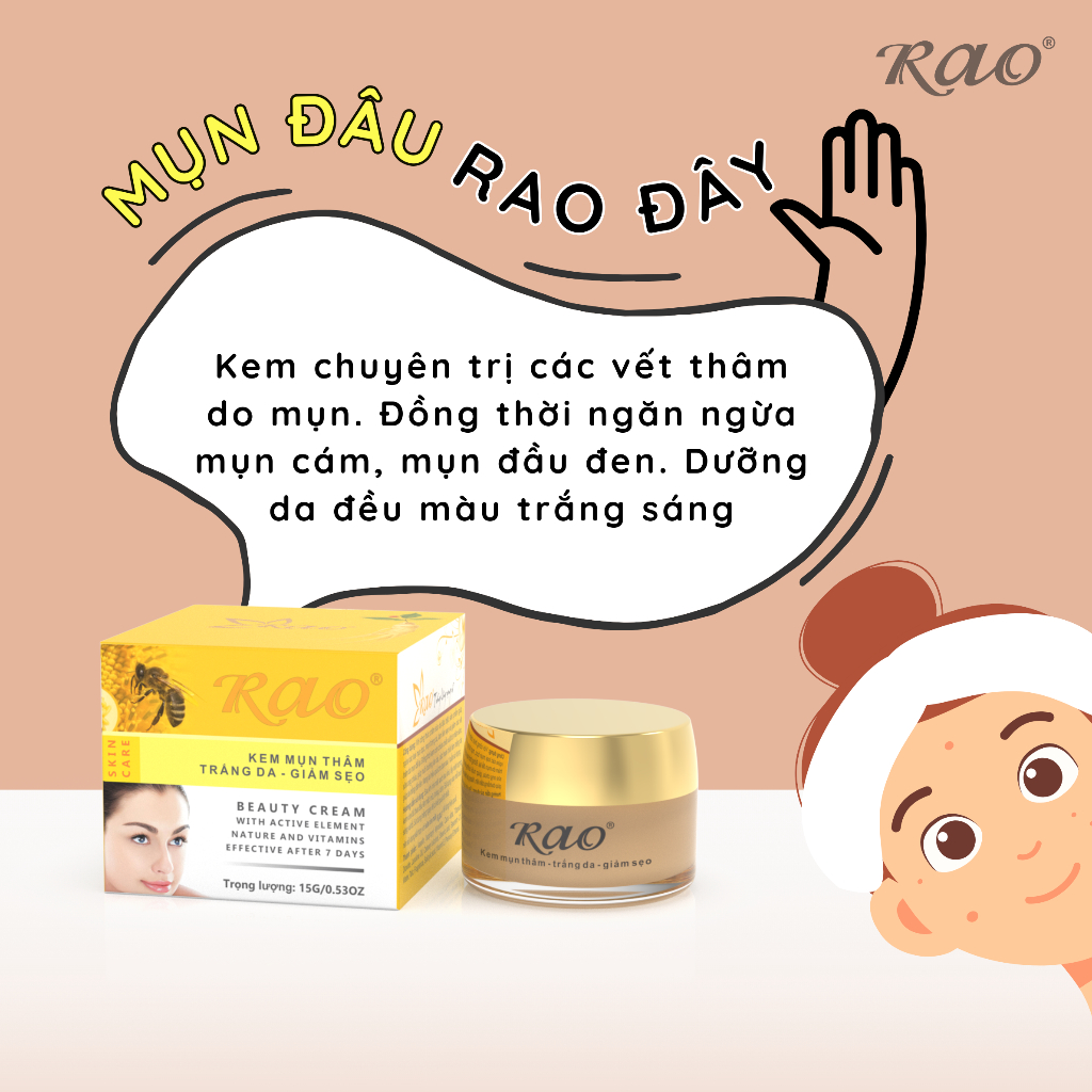 KEM MỤN THÂM GIẢM SẸO RAO VÀNG NGỪA MỤN MỜ THÂM 10G 15G 20G 30G