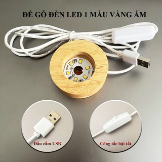 Qủa Cầu pha lê Phật 3D size 8cm Đế gỗ đèn led màu vàng Phòng ngủ Quà tặng Đồ trang trí