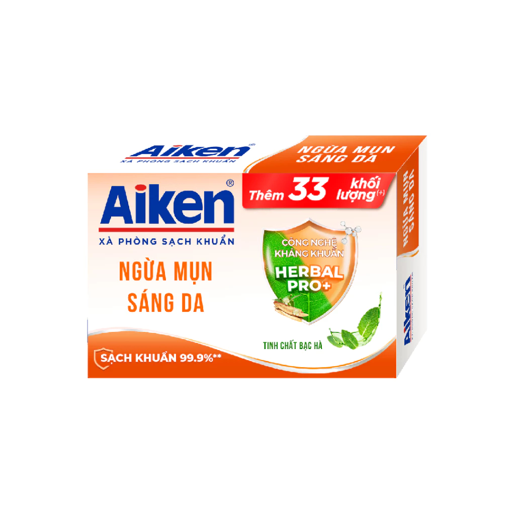 Ảnh Combo 2 Xà phòng Aiken sạch khuẩn Ngừa Mụn Sáng Da chiết xuất Bạc Hà (120g x 2) 1