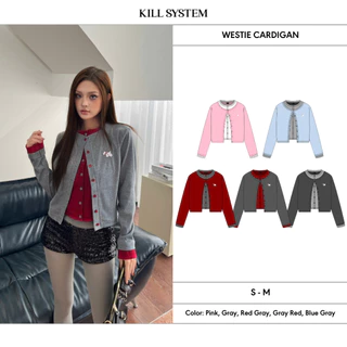 [CÓ MÀU MỚI] 𝐊𝐈𝐋𝐋 𝐒𝐘𝐒𝐓𝐄𝐌 - Áo cardigan phối layer hai màu thun gân WESTIE hình thêu cún con