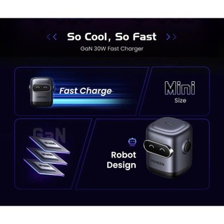 Củ sạc nhanh 30W Robot Ugreen Uno 2 X622 | 1 Cổng USB-C | Công nghệ GaN | Màn hình hiển thị LCD | BH 18T 1 đổi 1 45006