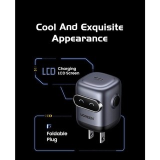 Củ sạc nhanh 30W Robot Ugreen Uno 2 X622 | 1 Cổng USB-C | Công nghệ GaN | Màn hình hiển thị LCD | BH 18T 1 đổi 1 45006