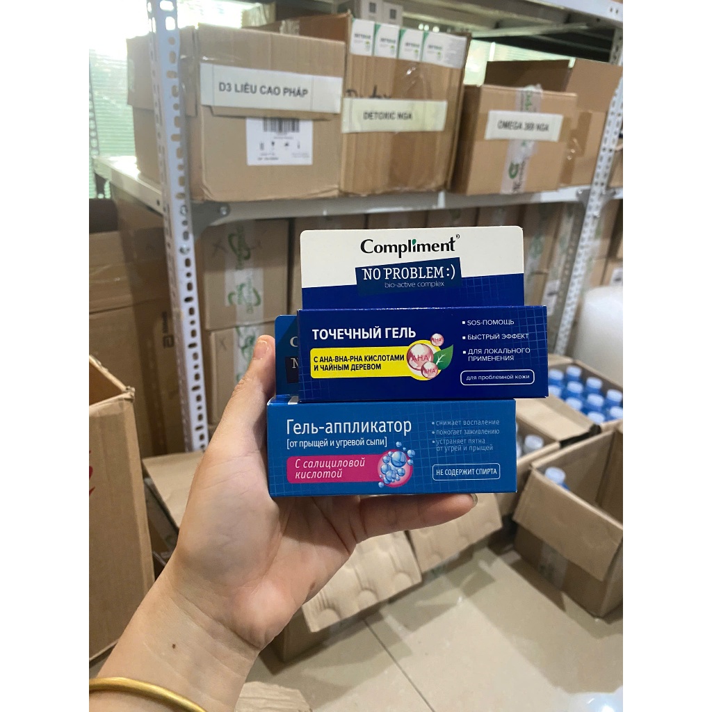 GEL BÔI MỤN cấp tốc Compliment No Problem giảm sưng, tiêu viêm, gom khô cồi mụn 25ml của Nga