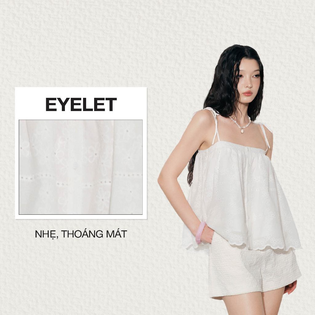 Ảnh DOTTIE - Áo hai dây vải eyelet - Trắng - T1081 1