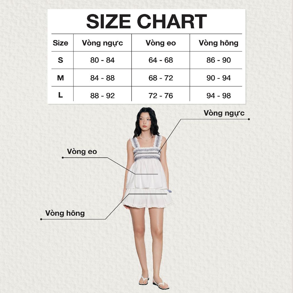 Ảnh DOTTIE - Áo kiểu chạy smocking trang trí - Trắng - T1079 2