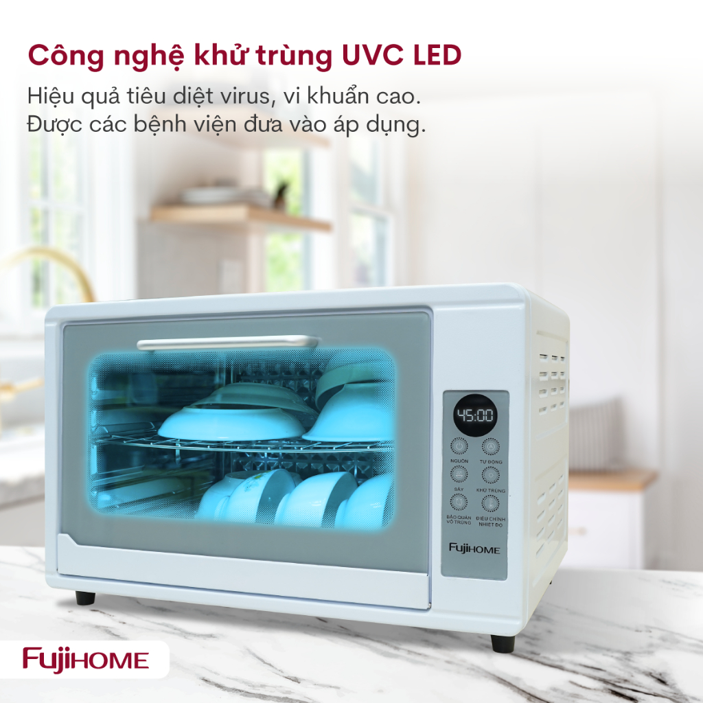 Tủ sấy tiệt trùng đa năng 38L Nhập Khẩu FUJIHOME DD38, Máy sấy khô công Nghệ UVC LED - Khử Trùng Sấy Nhanh