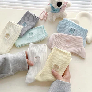 Set 10 đôi tất màu vintage siêu xinh - Tất min min cao cổ cho nữ