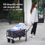 Xe kéo dã ngoại gấp gọn chở 80kg du lịch cắm trại Fujihome CT80, Xe đẩy hàng xếp gon khung thép chịu lực bánh siêu bền — ảnh 7